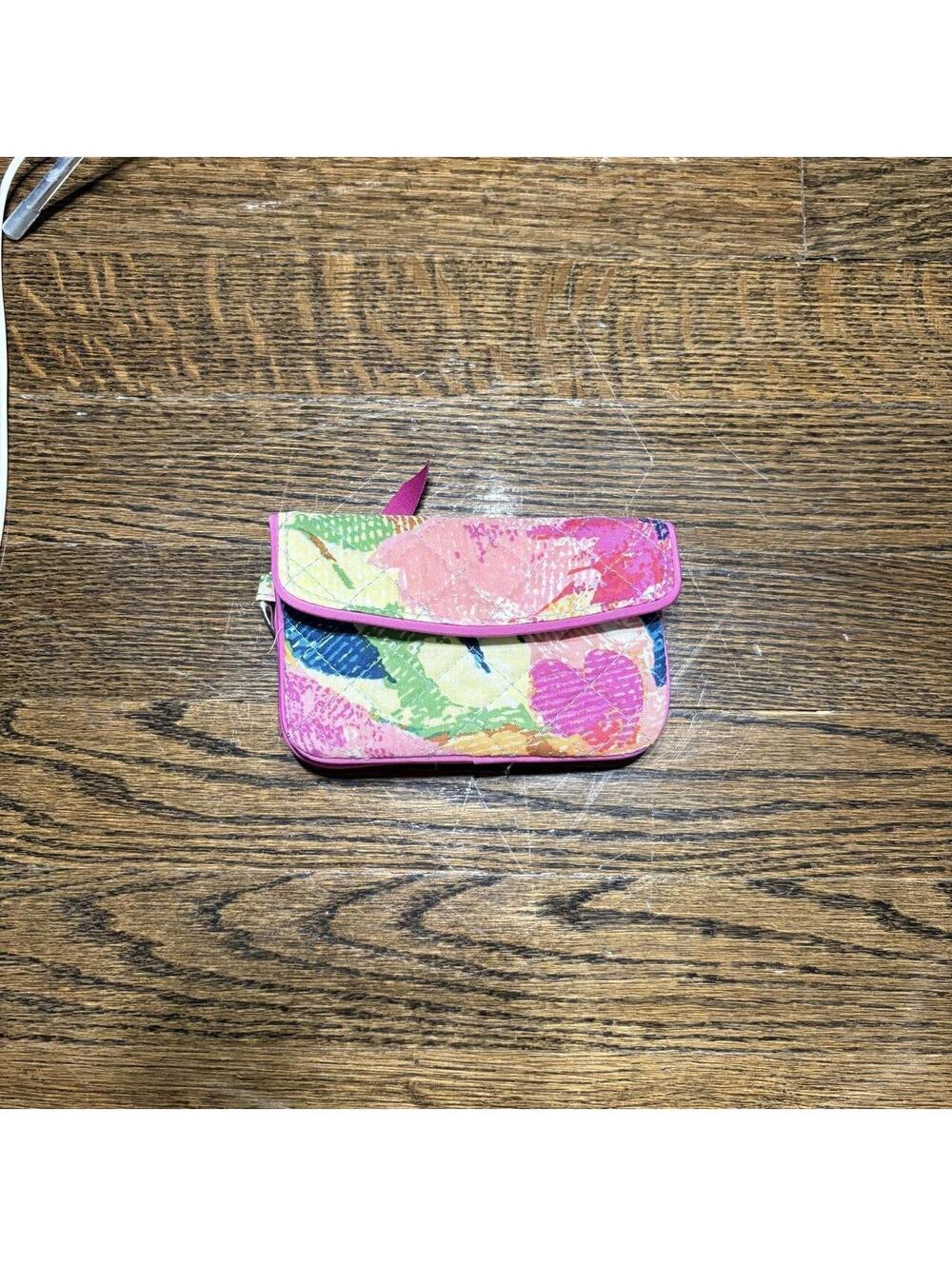Vera Bradley Flower Shower quilted Euro wallet coin purse with ID keychain